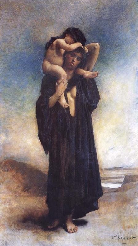 Leon Bonnat Peasant woman and her Child Norge oil painting art